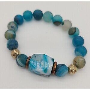 Multicolor Sea Glass / Agate Bracelet - Stretch Expandable